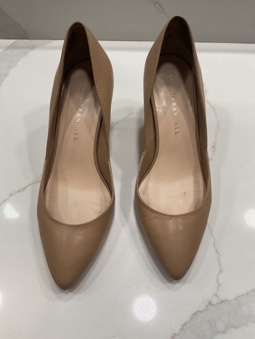 Loeffler Randall Size 7.5 Nude Leather Pump Heels Classic Timeless Minimalistic